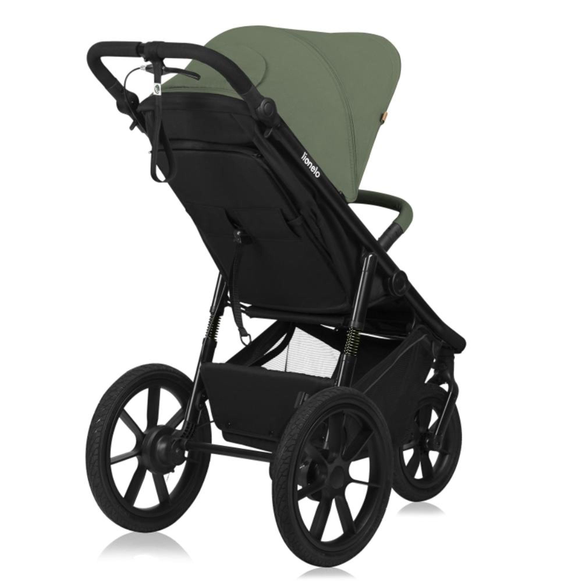 LIONELO AZURA Cochecito de Bebé para Correr desde 6 meses a 22 kg Carro Bebe Triciclo para Correr Respaldo Ajustable Posición Reclinada Ruedas Grandes Inflables Suspensión Completa Capota XXL (Green)