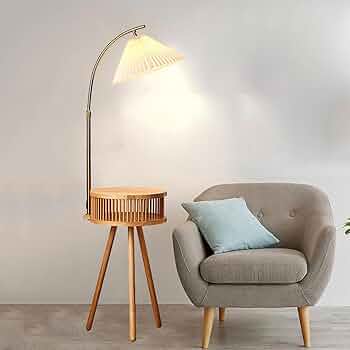 Amazon.co.jp : サイドテーブル付き素朴なフロアランプ、3色の調
