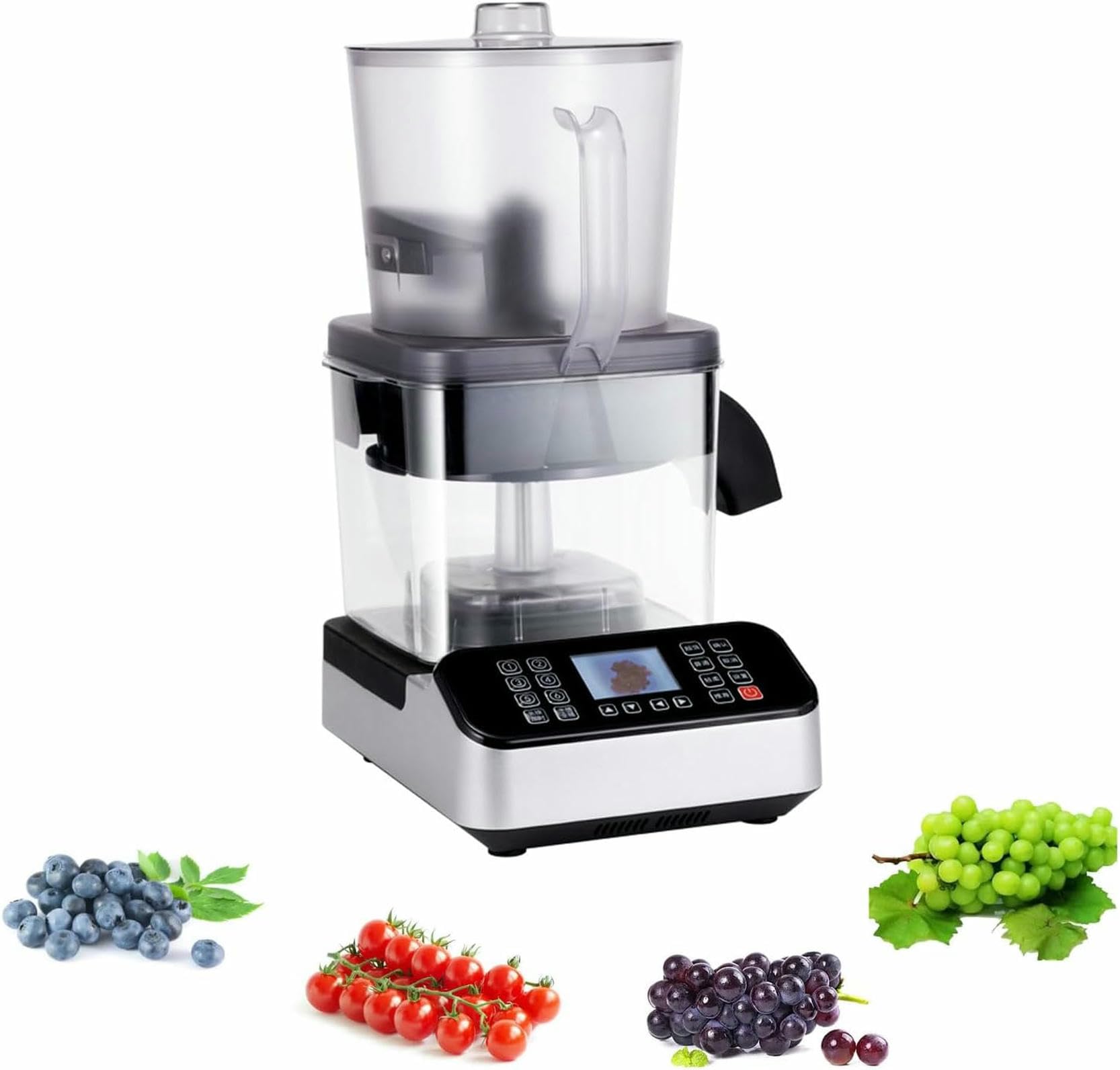 Pelador de frutas inteligente comercial de 2500 W, máquina peladora de piel de uva con rotación automática de 500 g/min, pantalla de 2,8 pulgadas y recipiente de 3 kg de capacidad, para uvas, cereza