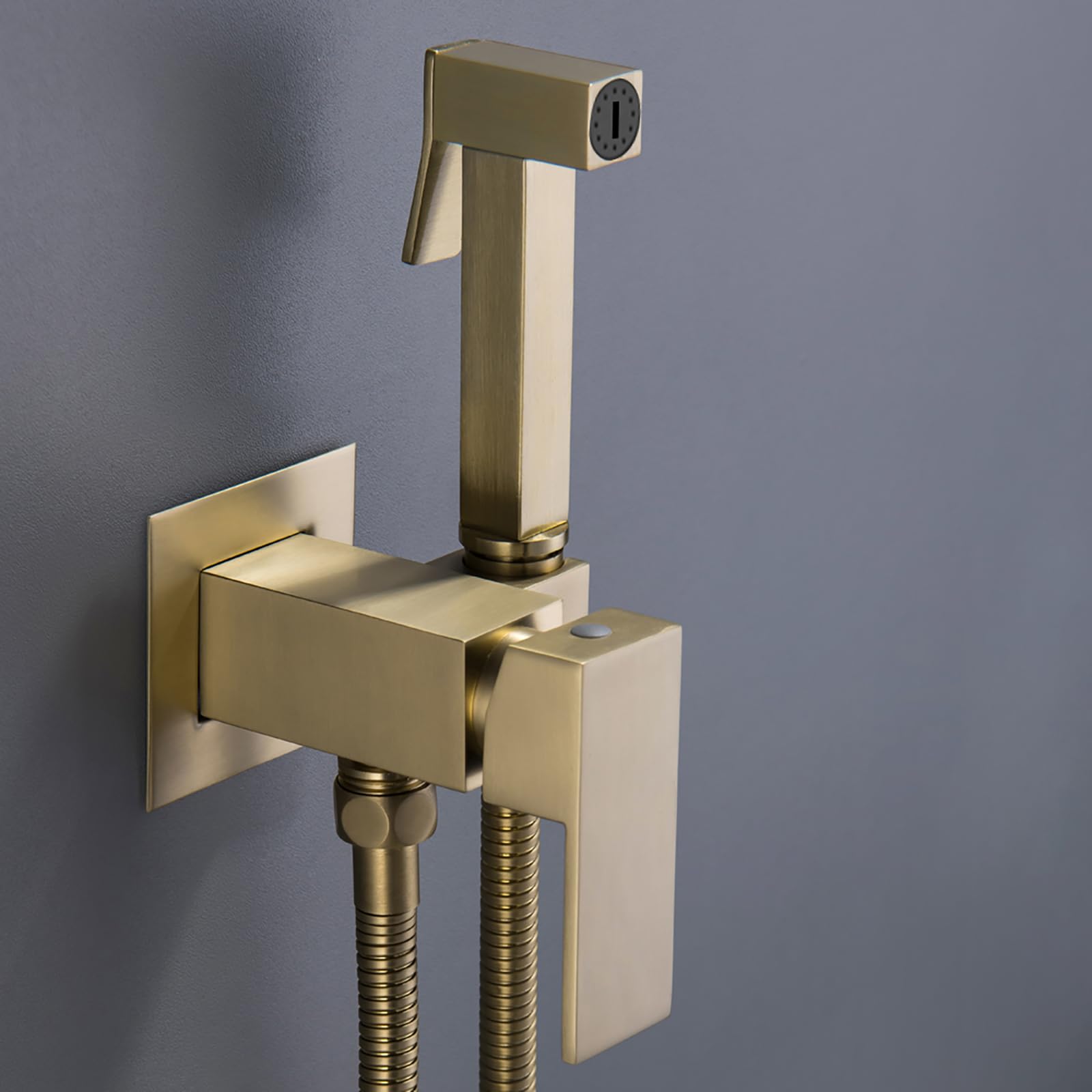 ESOP Kit Douchette WC, Laiton Douchette Toilette WC Mural Pulvérisateur de Bidet Eau Froide et Eau Chaude Toilette Bidet Spray avec 1.5m Tuyau (Or Brossé)