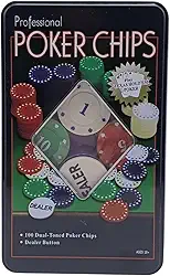 Kit Poker Profissional na Lata com 100 Fichas Incluso Ficha Dealer