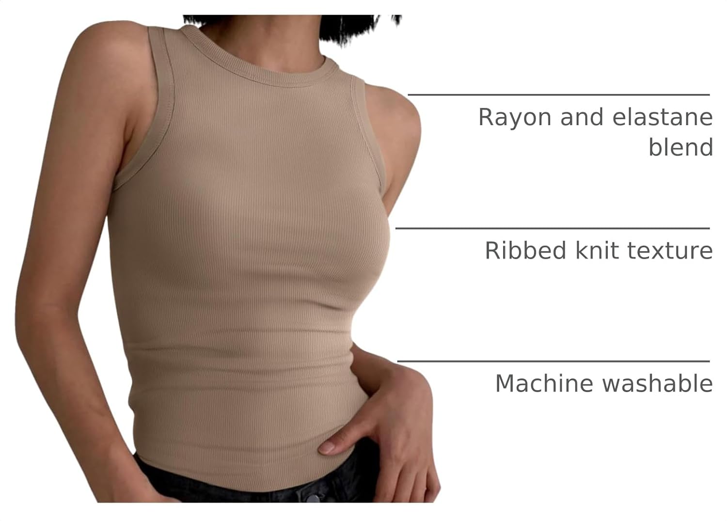 ANRABESS High Neck Ribbed Tank Tops for Women Sleeveless Summer Tops image 4