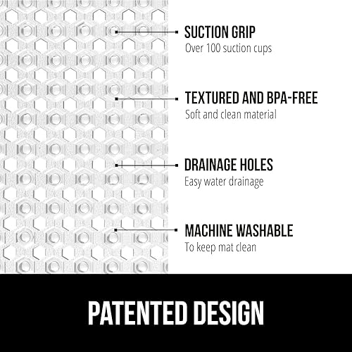 Miniatura 2 de Gorilla Grip - Alfombrilla de ducha patentada, 21 x 21pulgadas, lavable, cuadrada, para ducha con agujeros de drenaje, ventosas.