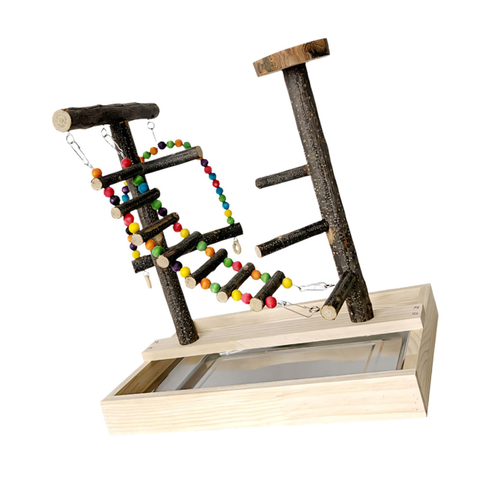 Vogelsitzstangen aus Naturholz, Spielzeug, Bunte Perlen, Kletterleiter und Schaukelspielzeug für Sittiche, Nymphensittiche, mehrfarbige hängende Kletterleiter aus Holz