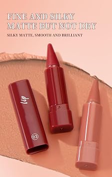 2-in-1 Lip Liner & Lipstick, 6 Colour Matte Lip Kit, Waterproof Long Lasting Lip Makeup Set, Twist-Up Lip Pencil, 1.2g (E)