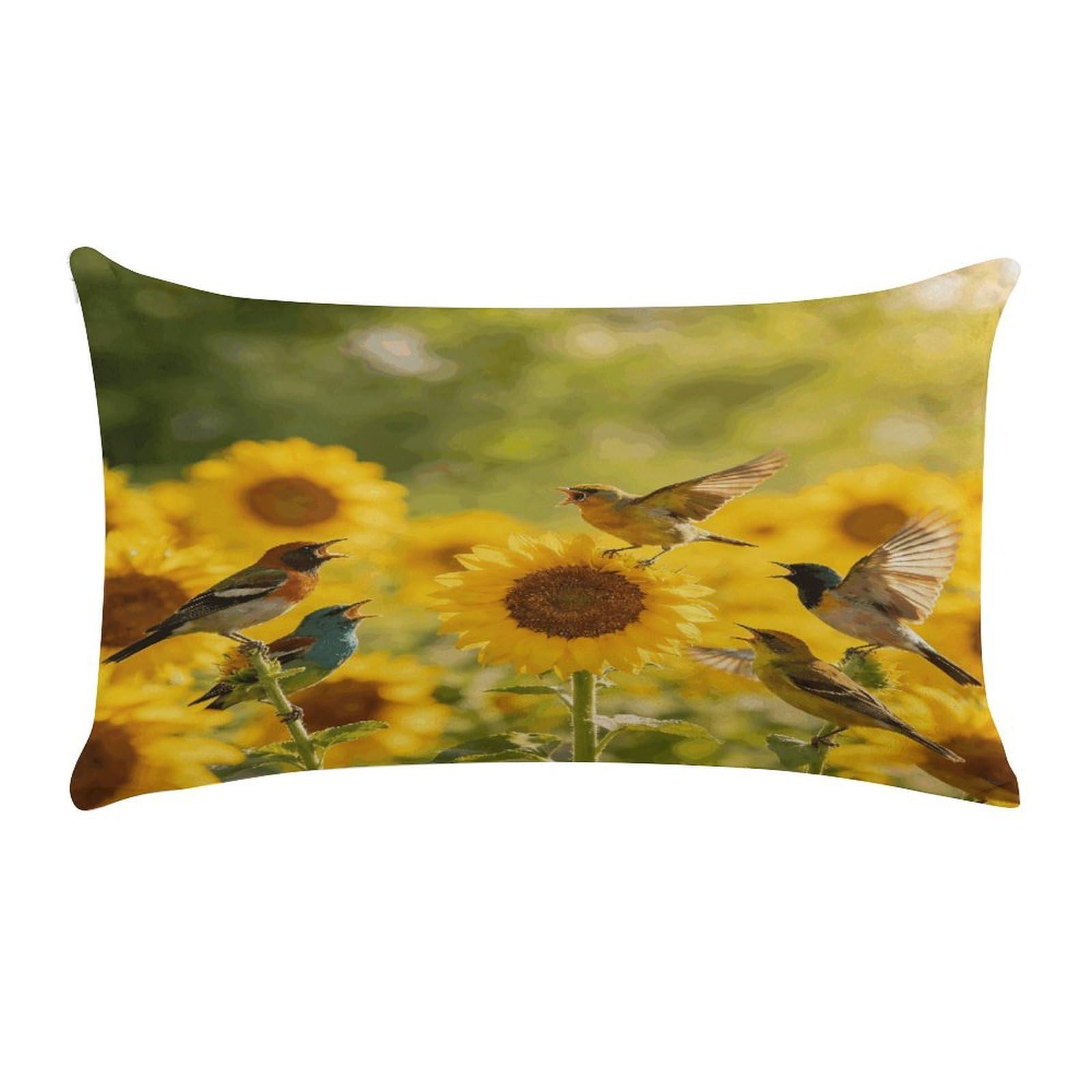 Fodpand Style Sunflowers And Songbirds Pillow Cases Set Of 1 Extra Soft Pillow Protectors With Hidden Zipper Perfect For Hotels, Guest Rooms,Bedroom 12X20 Inches Pillows Not Included