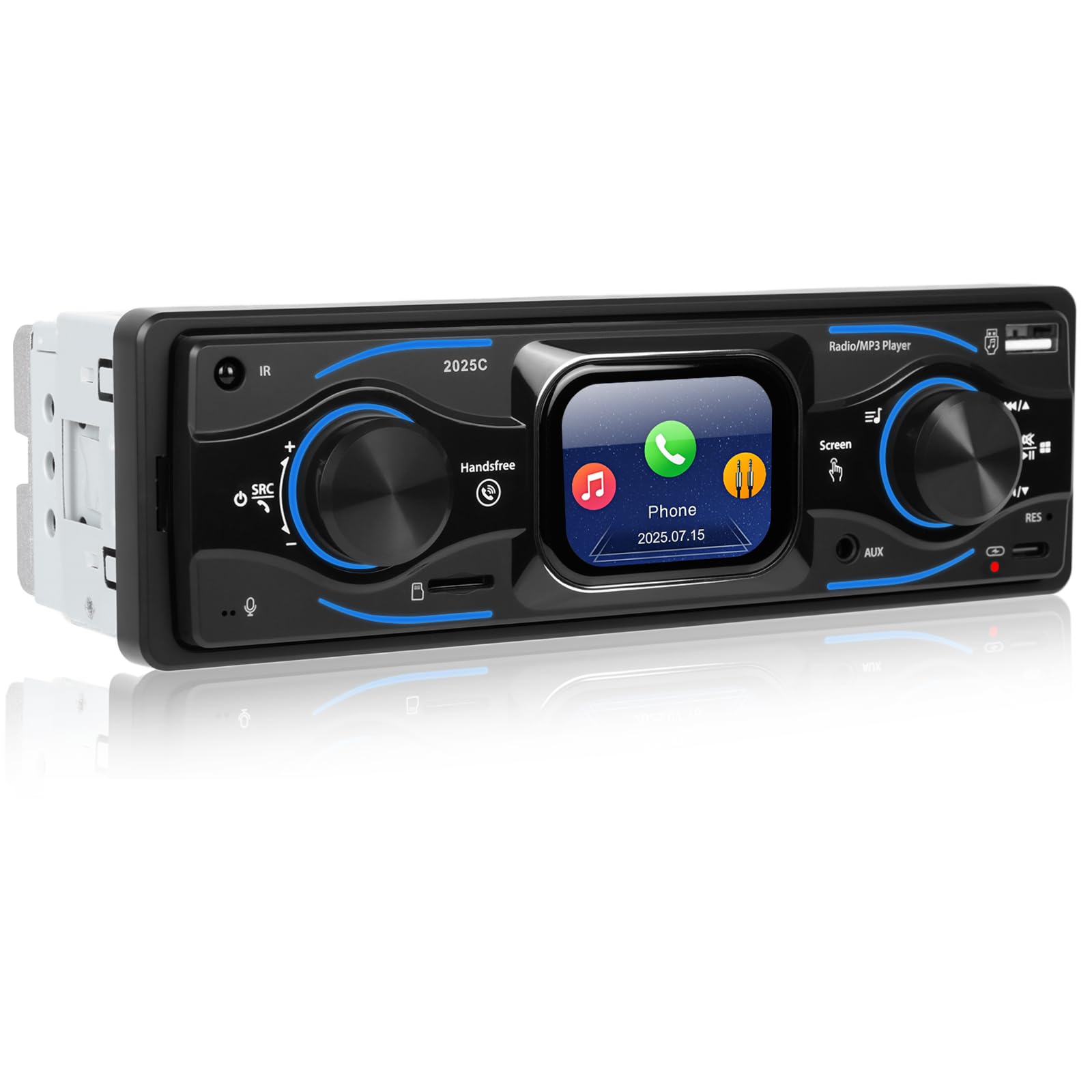 Autoradio Bluetooth, 2.17" HD Touchscreen Stereo Auto 1 Din Autoradio FM Radio Auto Supporta FM Radio/AUX/Type-C/USB supporto iOS/Android Lettore MP3 + SWC