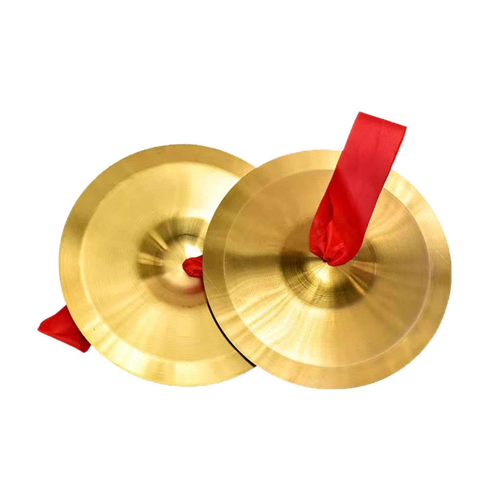 Colcolo Lot de 2 mini cymbales à main, accessoires pédagogiques, son clair, matériel de fête polyvalent, cymbales en cuivre pour instruments de percussion de, 24cm