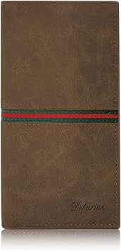 Men's Slim PU Leather Bifold Wallet - Minimalist Credit Card Holder with 10 Card Slots, 3 Cash Slots and 3 Bill Pockets Brown