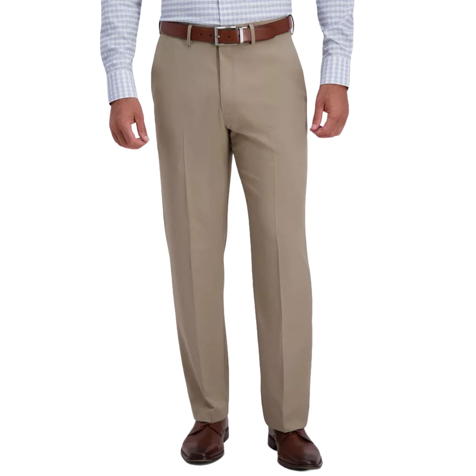 Mens Classic Fit Flat Front Hidden Expandable Waist Dress Pants No Iron Suit Pants