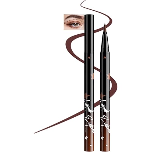 Colored Liquid Eyeliner Pen, Brown Waterproof Waterline Matte Eye Liner Pencil, High Pigmented Long Lasting Quick Drying Bright Colorful Eyeliner Pen for Women, Halloween Christmas Eye Makeup Gifts-11