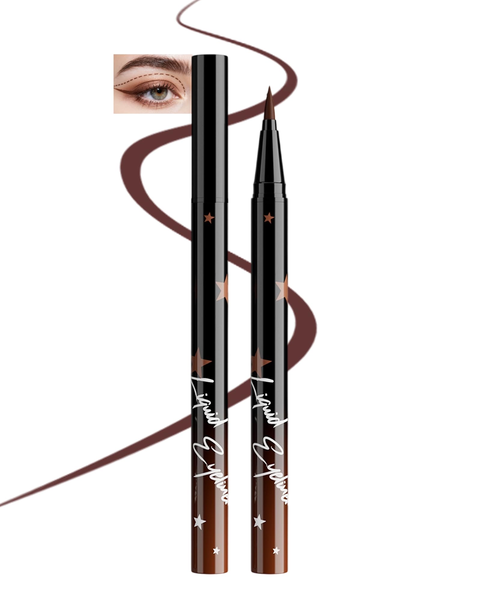 Colored Liquid Eyeliner Pen Brown Waterproof Waterline Matte Eye Liner Pencil High Pigmented Long Lasting Quick Drying Bright