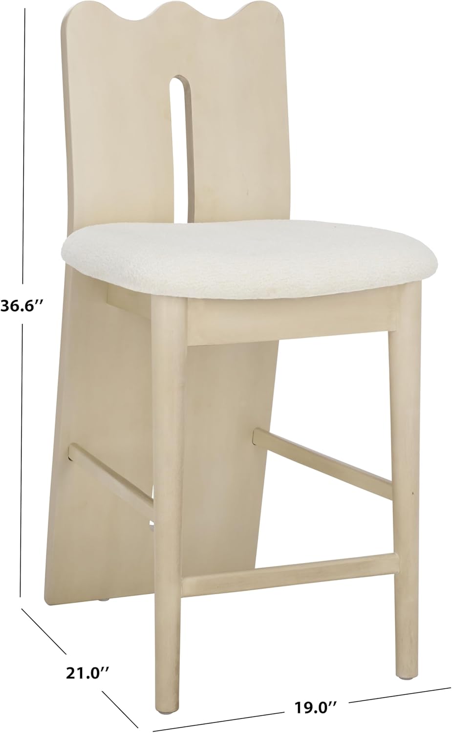 SAFAVIEH Home Collection - Kieran Modern Counter Stool, 25-inch Seat Height, Cream Boucle Seat & Ivory Solid Wood Frame (BST8803C)