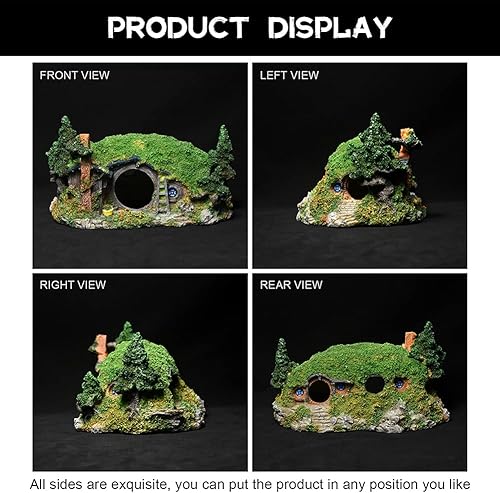 Miniatura 17 de Hobbit Fish Tank Decorations Reptile House Hidden Hole Landscaping for Aquarium and Reptiles Decorations Mini Garden Decorating Two Sizes (S)