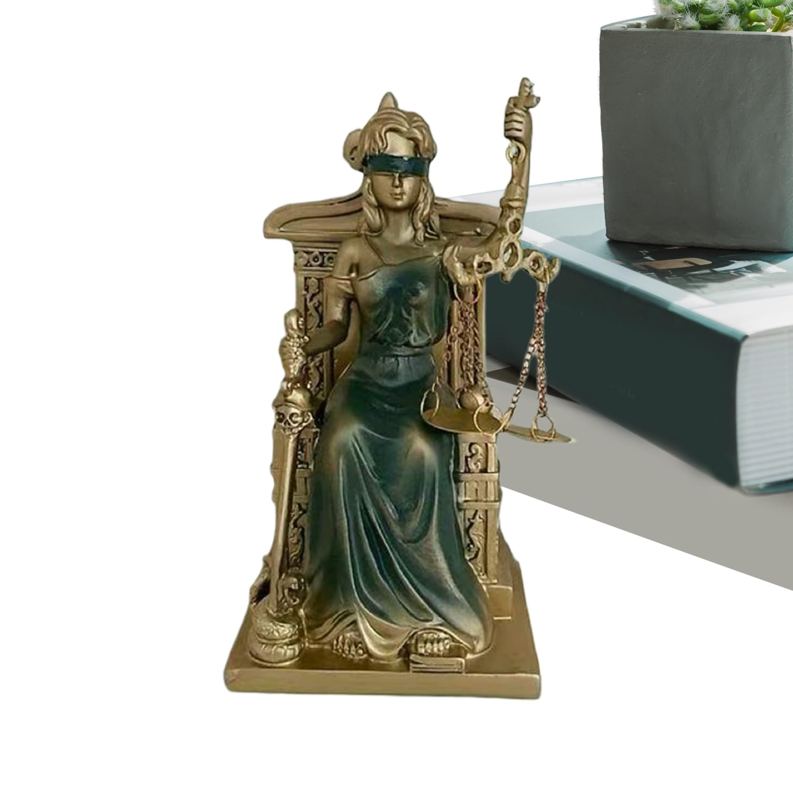 Sculpture de femme vintage : statue allégorique de la justice pour bureau