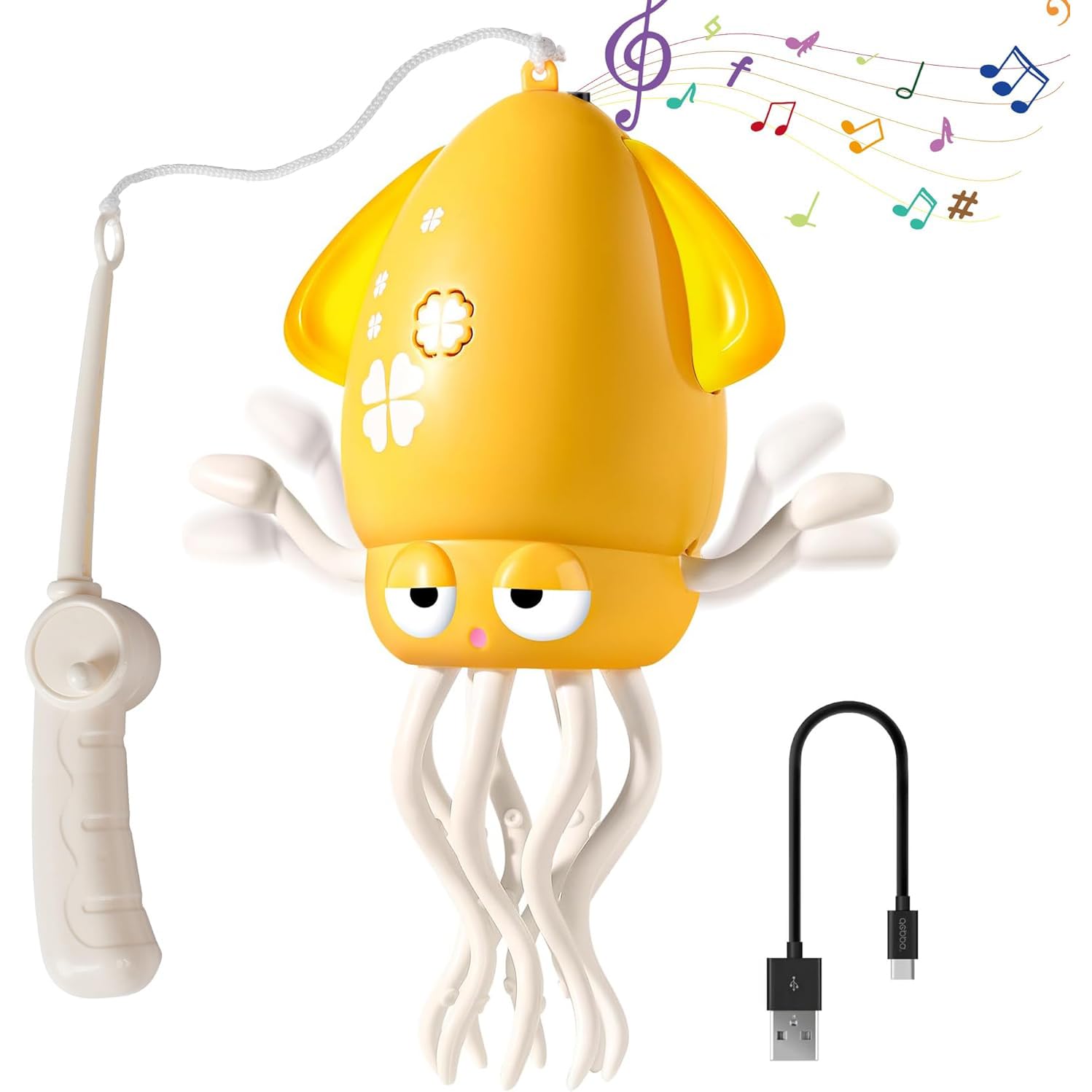 Dancing Octopus Toy, Walking Dancing Moving Octopu, Electric Crawling Automatic Obstacle Avoidance Sensor Toys, Dancing Octopus Toys Gift for Kids (Yellow)