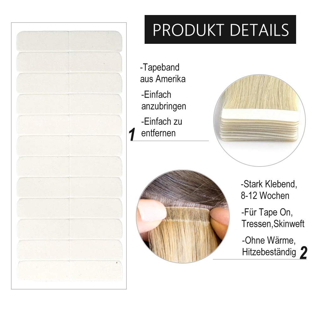 Walker Tape Beautify No Shine taśma klejąca 120 tabletek 4 cm x 0,8 cm, dwustronna taśma przedłużająca, treska do włosów, treska