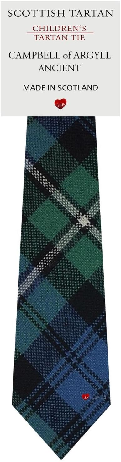 I LUV LTD Boys All Wool Tie Woven And Made in Scotland in Campbell of Argyll Ancient Tartan
