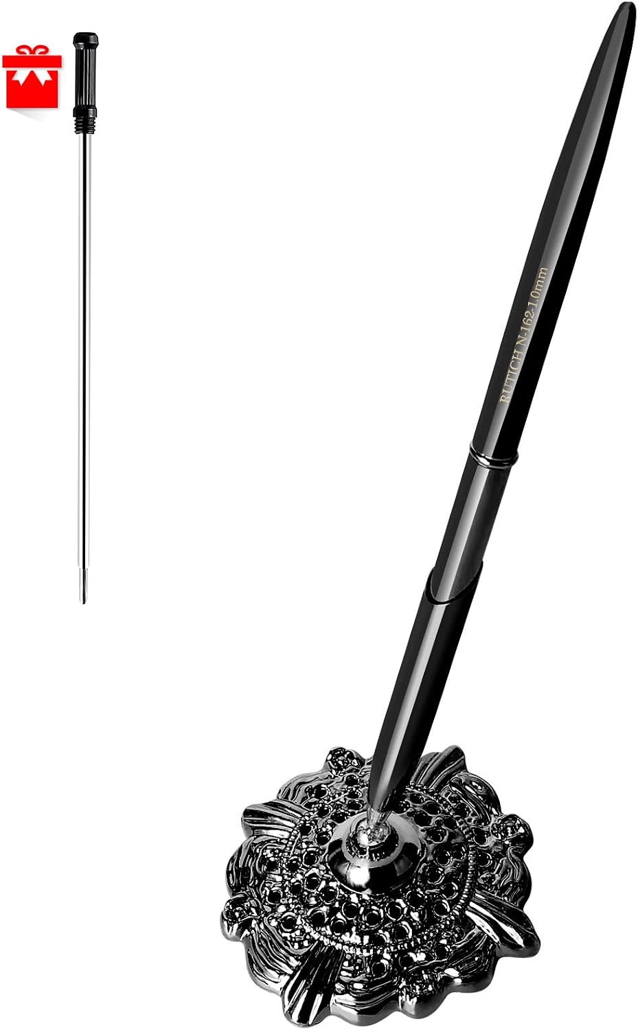RUTICH Hollow Round Pen Holder Signing Pen Set for Wedding Bridal Opening Ceremony Graduation Offic, Black…