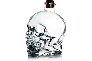 Skull Glass Decanter Bottle with Airtight Stopper