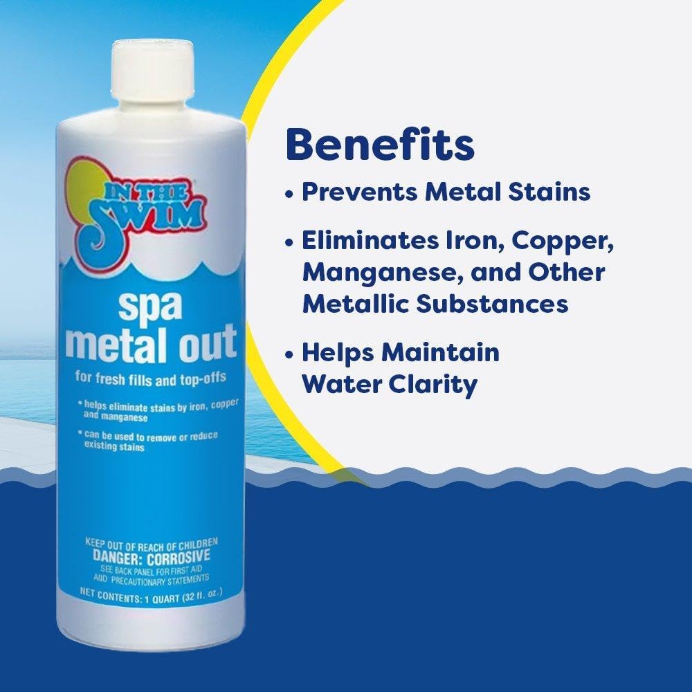 In The Swim Spa & Hot Tub Metal Out - 1 Quart for Clearer, Stain-Free Water - 2 Pack