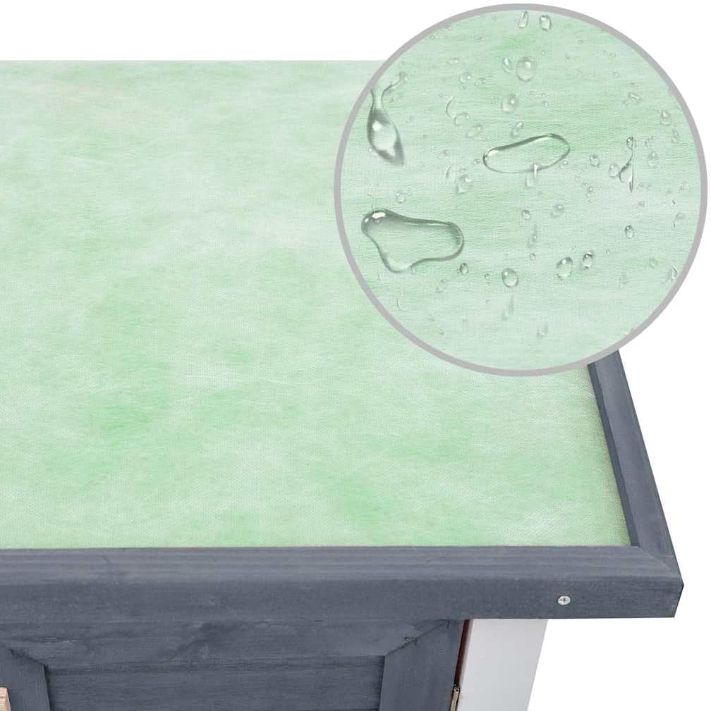 vidaXL Outdoor Rabbit Hutch with Pull Out Trays Grey Wood | Pet Enclosure for Rabbits and Small Animals Weatherproof & Easy to Clean Design Ideal Garden Yard Use Wooden Cage Animal Habitat House