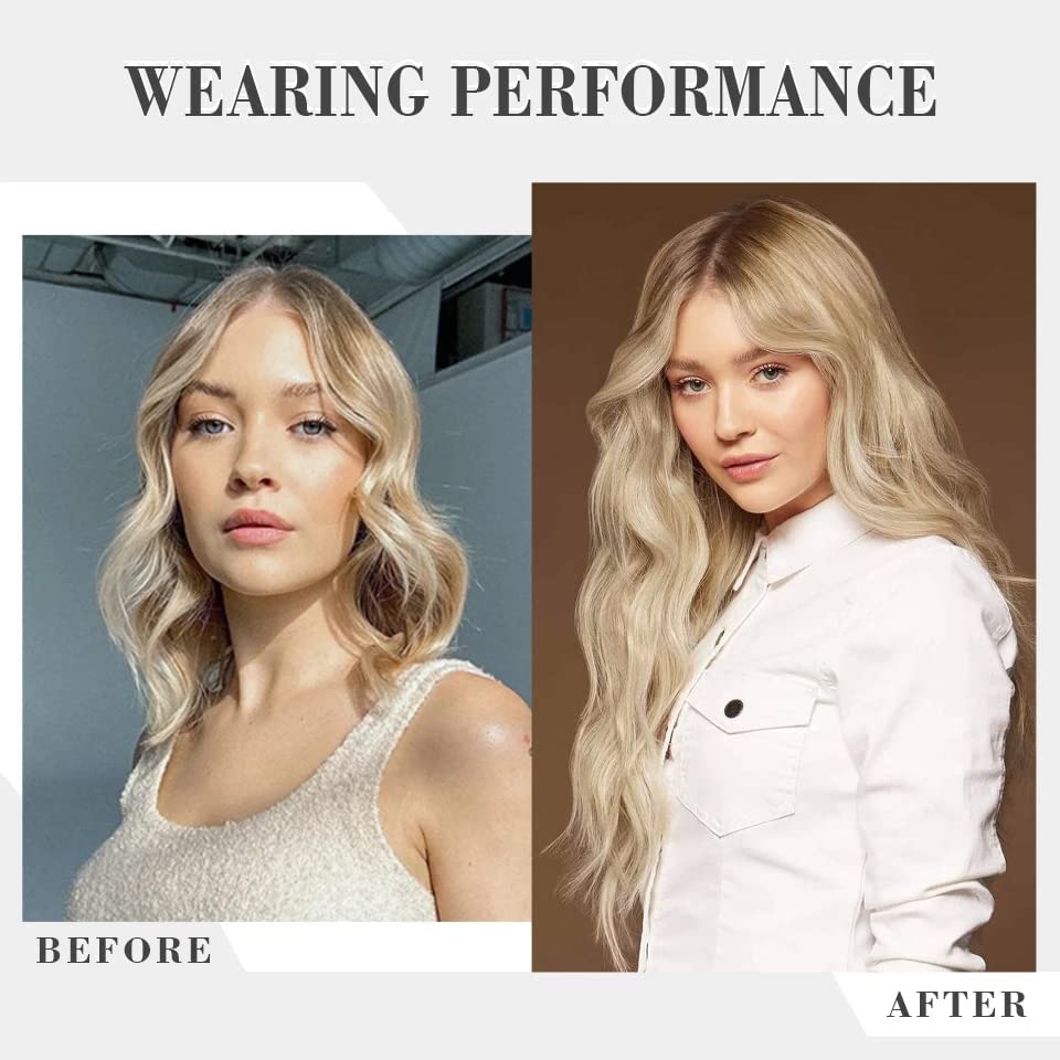 Miniatura 5 de Extensiones de cabello con clip, largo, ondulado, grueso, invisible, pieza de cabello negro, fibra sintética suave de cabeza completa para mujeres,