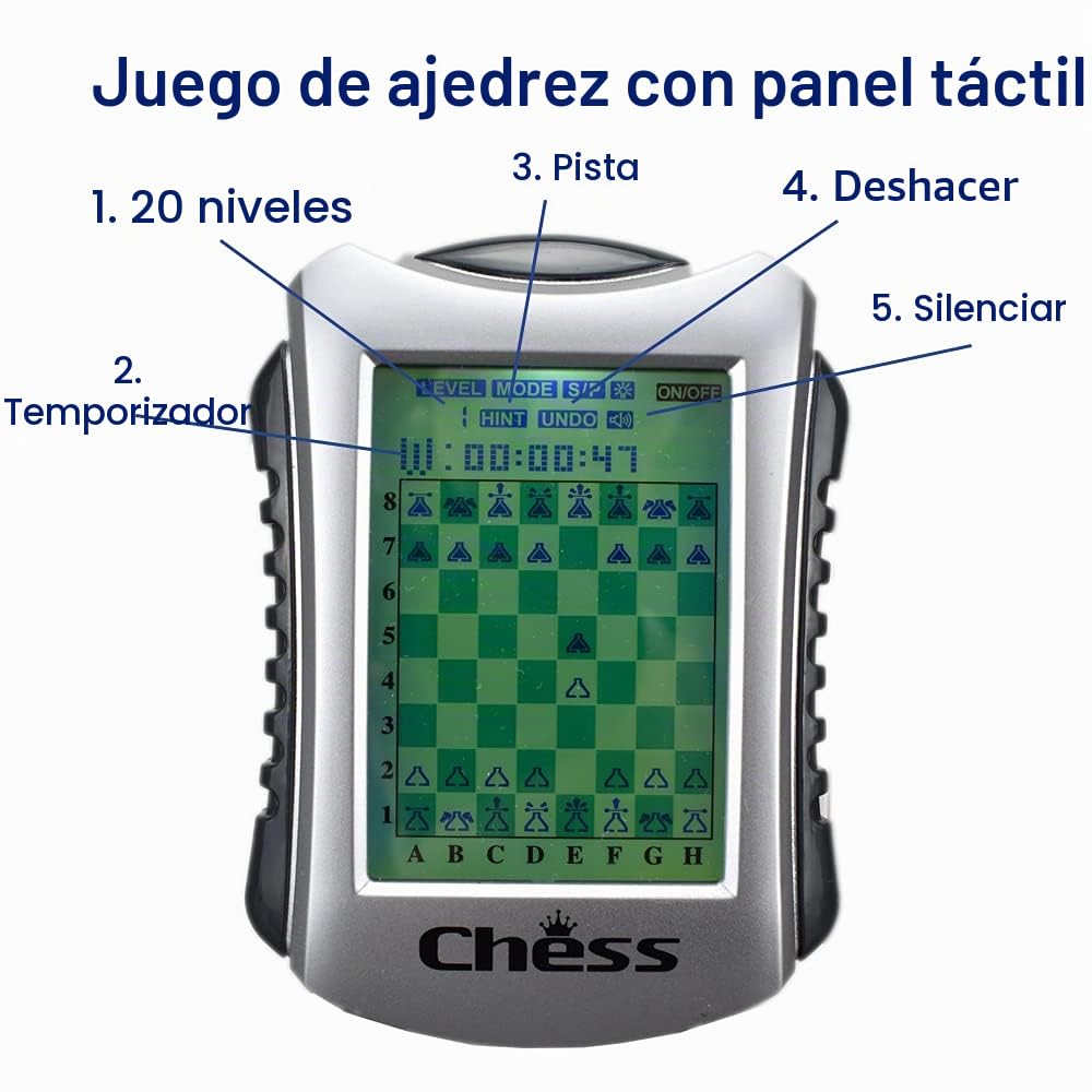 Consola de juegos de ajedrez electrónica portátil para 2 jugadores, a partir de 6 años, estrategia y diversión familiar sobre la marcha