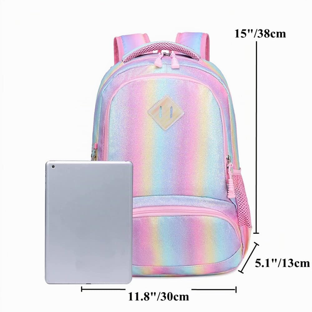 Mochila Escolar Niñas Mochila Arcoiris Chica Mochila Niño Mochilas Infantiles Rainbow Backpack Mujeres Sets de Bolsa 2 en 1 con Estuche - Teenage Girls Daypack para Viajes