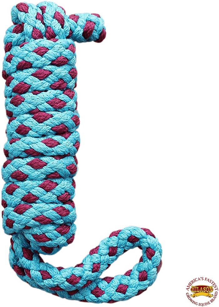 HILASON Horse Riding Poly Lead Rope 1/4" X 9 Ft. Red Turquoise