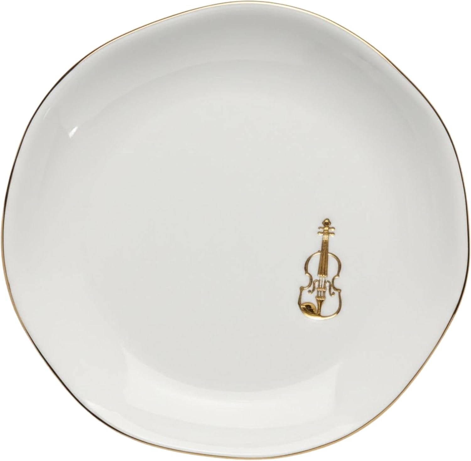 InnoBeta Violin Gifts for Violinists - 4.75" Handcrafted Ceramic Ring Dish with Gold Trim, Decorative Trinket Dish for Rings Earrings