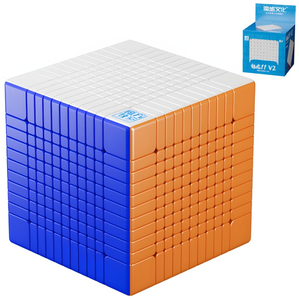 MoYu Meilong 11x11 V2 Speed Puzzle Cube 11x11 Magic Cubes Moyu Stickerless MFJS MEILONG 11x11x11 V2 Cubing Classroom 69.5mm Speed Toys Cube(Standard Edition)