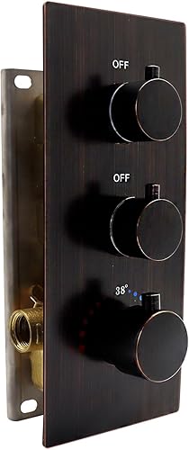 Miniatura 15 de HOMEDEC Kit de Válvula de Ducha Termostática de Latón de 5 Funciones Puede Funcionar al Mismo Tiempo, Desviador de Agua Oculto con Válvula de 6