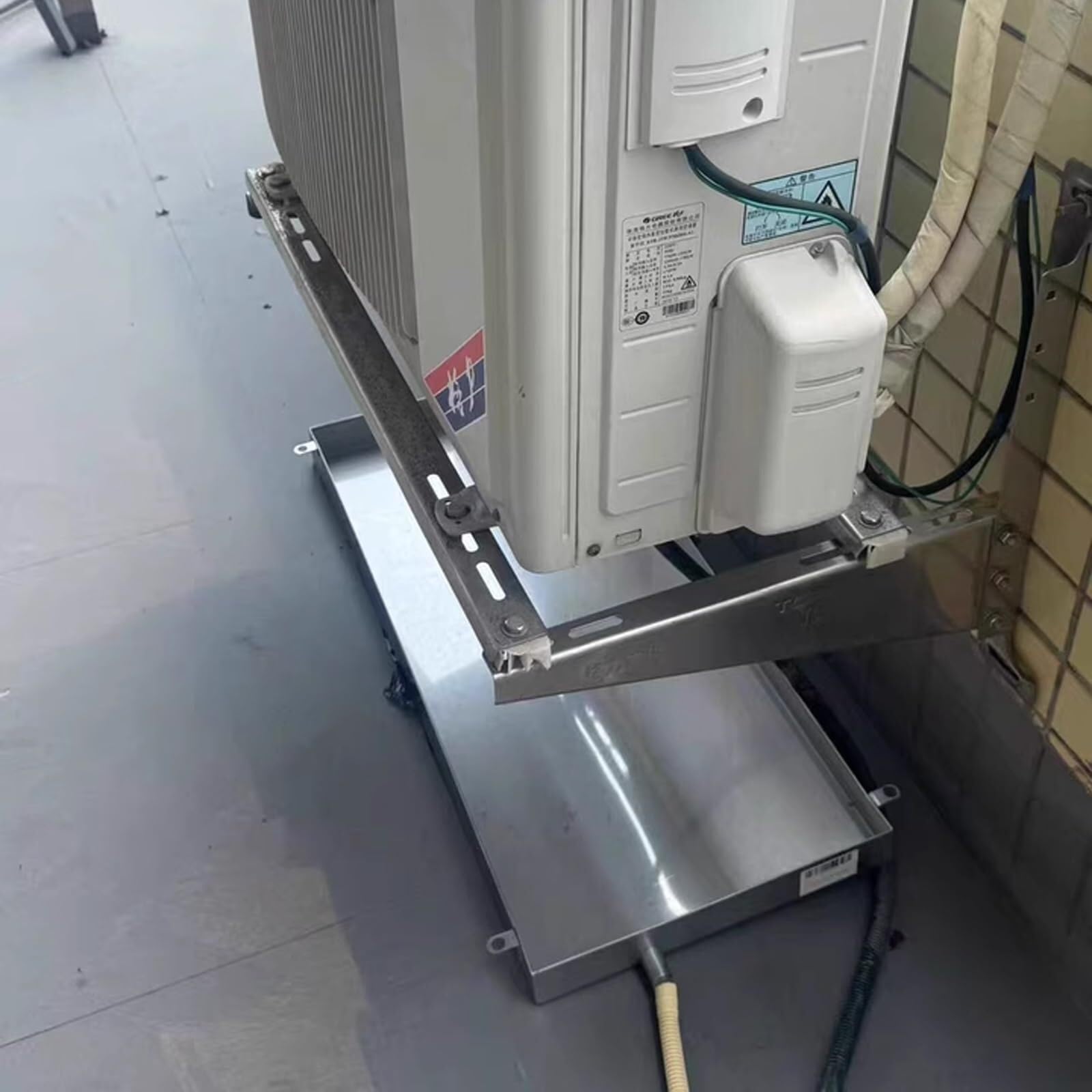 Vassoio Raccogli Gocce Climatizzatore In Acciaio Inox Con Tubo Di Scarico,Vasca Di Drenaggio Condensa Universale Per Unità Esterne Climatizzatore,HVAC,Sistemi Split,Vassoio Raccogli(40x30cm(16x12in))