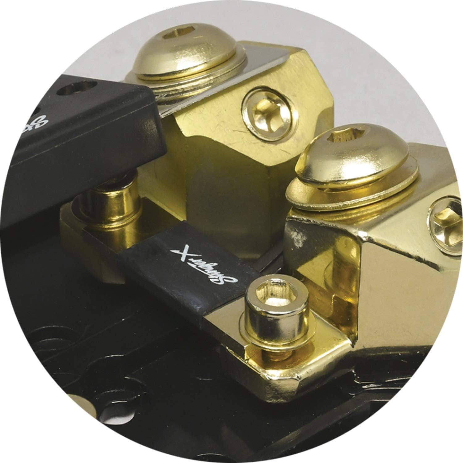 Xlink Universal 0-Gauge to 8-Gauge Power- or Ground-Linkable Fused Distribution Block
