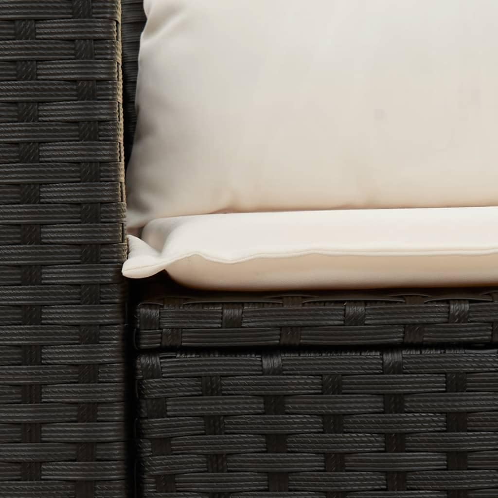 vidaXL Sofá de Jardín de 2 Plazas con Cojines, Sillón de Exterior, Sofá Modular, Asiento para Patio Terraza Balcón, Ratán Sintético Negro