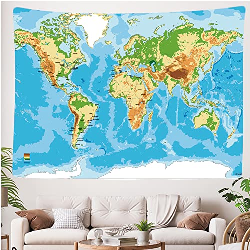 Ulticool - Weltkarte Wandteppich XXL - 200 x 150 cm - Poster Wand Teppich Tuch Fototapete - Hippie Boho Aesthetic Deko - Wandbehang Strandtuch Vorhang Gemälde - Accessoires Schlafzimmer Wohnzimmer