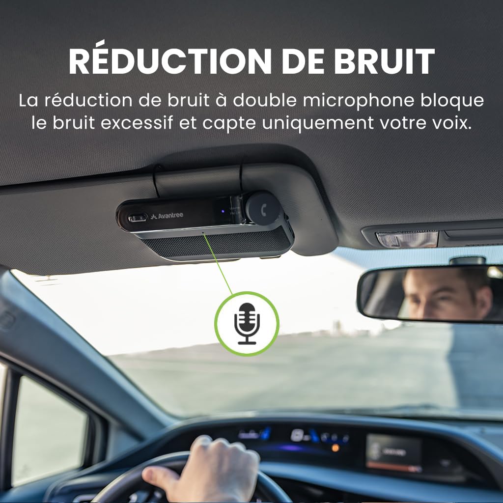 Avantree Roadtrip Enceinte Bluetooth Mains Libres Voiture, 6W, Son HiFi, Emetteur FM, Téléphone vers autoradio, réduction du Bruit, Appels clairs, Extinction/Allumage Automatique