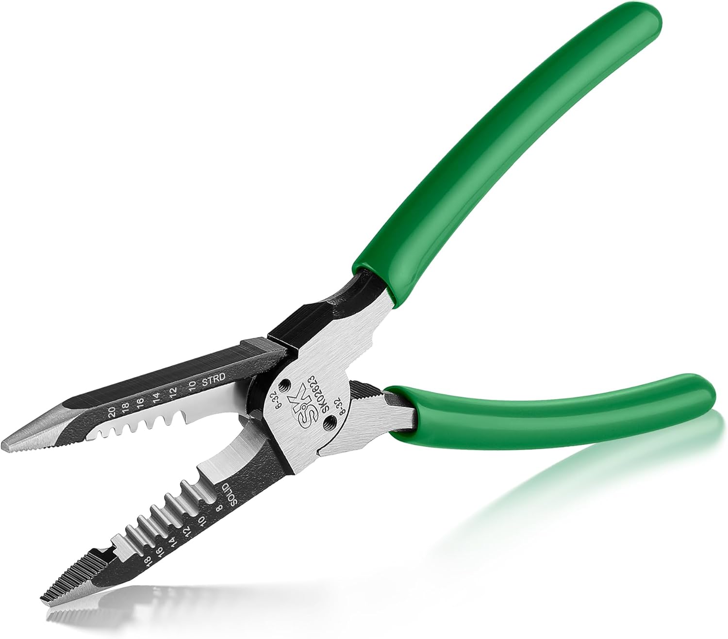 SK 8-Inch Multi-Use Wire Stripper, 4 in 1 Wire Stripping Tool, Premium CR-V Steel, for Stripping, Cutting, Gripping and Bolt Cutting