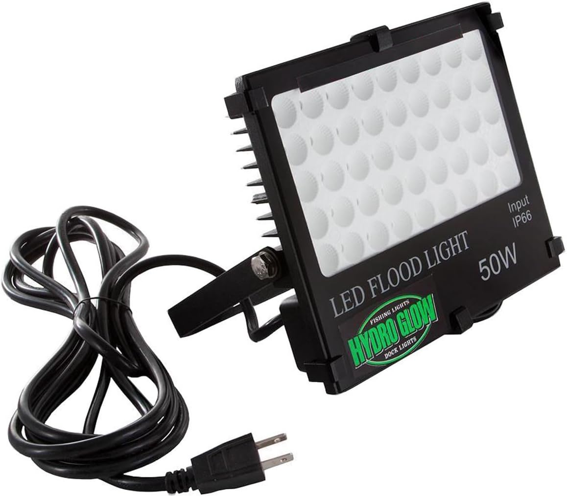 Hydro Glow LED Green Flood Light - IP66 Waterproof, 2,500 Lumen Output, 120° Beam Angle, Salt-Spray Rated for Docks & Outdoor Use- 50 Watts