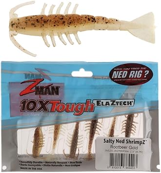 Z-Man SNS25-282PK6 Salty Ned Shrimpz 2.5" Rootbeer Gold 6 Pack