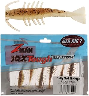 SNS25-282PK6 Salty Ned Shrimpz 2.5" Rootbeer Gold 6 Pack