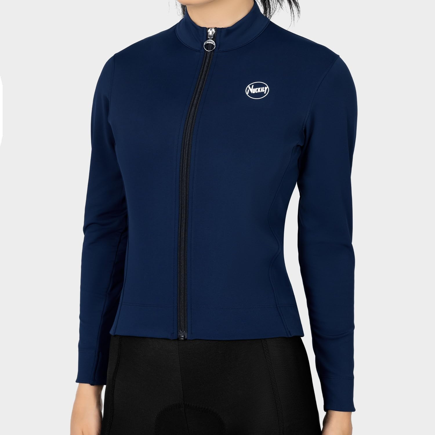 NUCKILY Radtrikot Damen Langarm, Fahrradtrikot Winter-Thermo-Fleece-Radjacke mit Taschen für Kaltes Wetter Reiten Radfahren Top