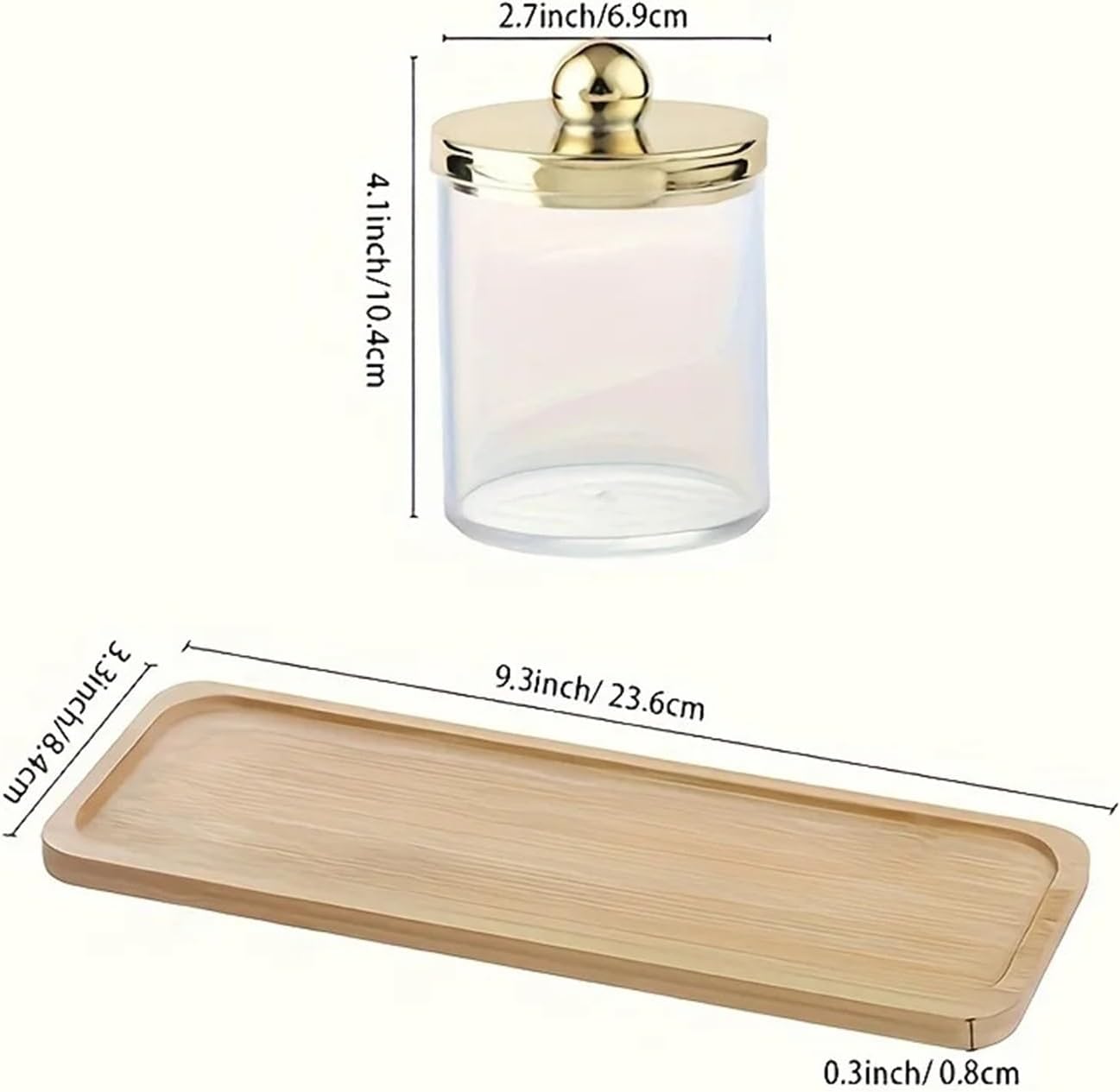 3 Piece Bathroom Organizer - Cotton Swab Holder, With Lid, Round Dispenser For Floss For Organizing(Silver)