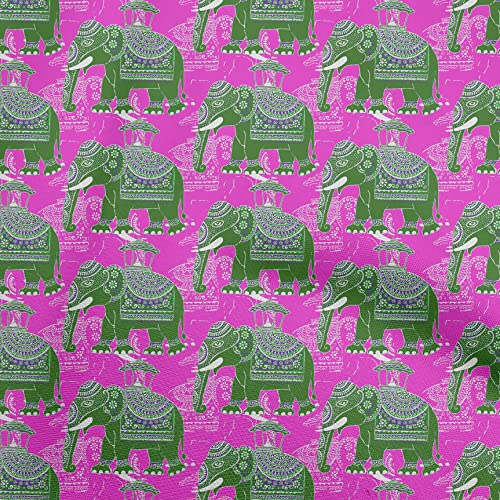 oneOone Cotton Cambric Pink Fabric Kalamkari Sewing Craft Projects Fabric Prints by Yard 42 Inch Wide-5807