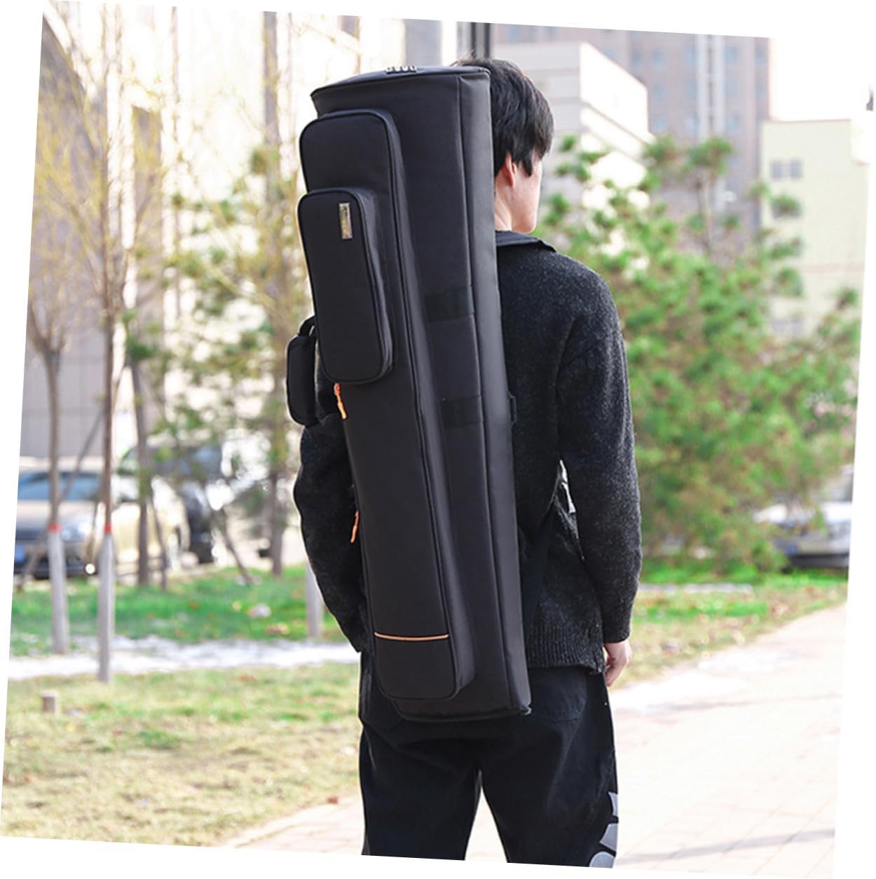 ABOOFAN Trombone Storage Bag Oxford Cloth Double Shoulder Backpack Large Capacity Instrument Case for Tenor Bass Trombone Protection