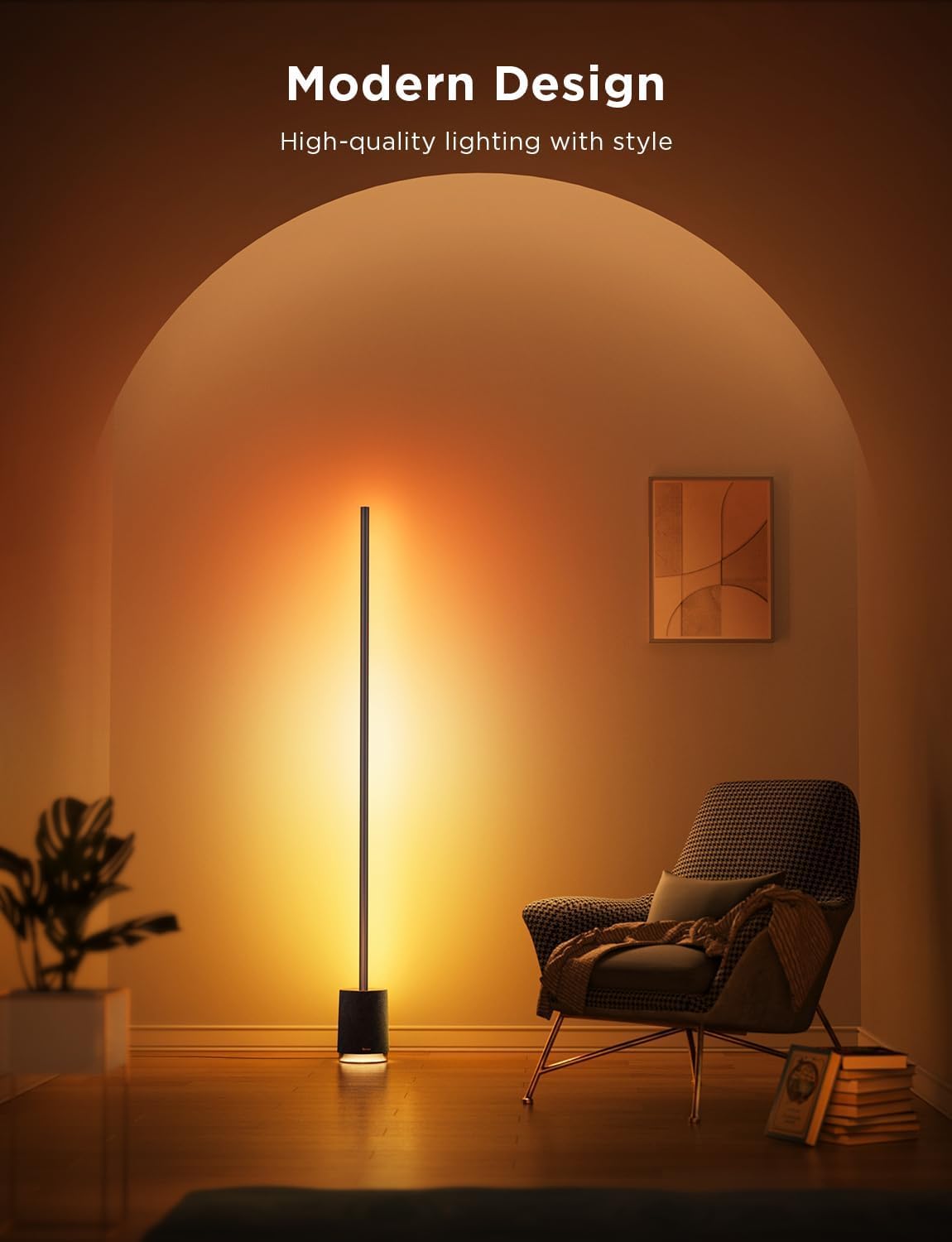 Govee Stehlampe LED Pro, 2100LM RGBIC Lampe Funktioniert mit Alexa, Schwarz | 2200-6500K, Bluetooth Lautsprecher, Weißes Rauschen, 16 Millionen Farben, 81 Szenenmodi, Musikmodi, Dimmbar für Wohnzimmer