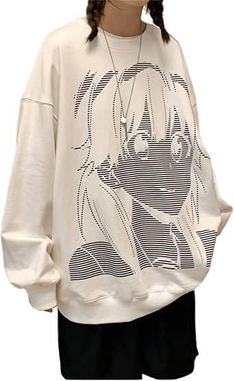 Women Men Y2K Anime Sweatshirt, Japanese Aesthetic Harajuku Dark Academia Gothic Clothes Korean Cute Sweatshirts Winter