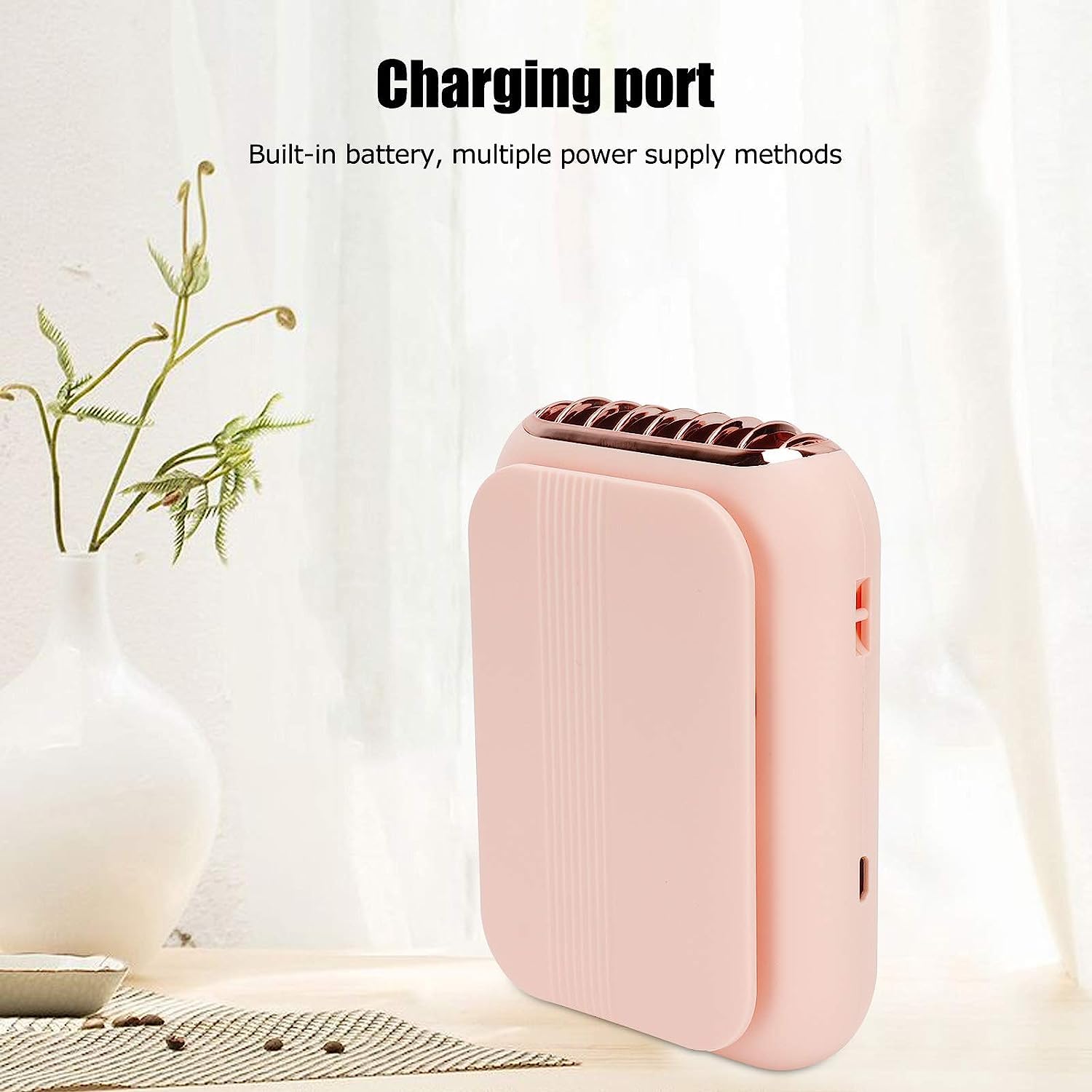 Mini Ventilatore Mini Ventilatore Portatile 3 in 1, Ventilatore da Collo sospeso con Cinghia, Ventilatore Portatile Senza Lama per uscite/Escursioni/Campeggio/Sport Silenzioso (Rosa)