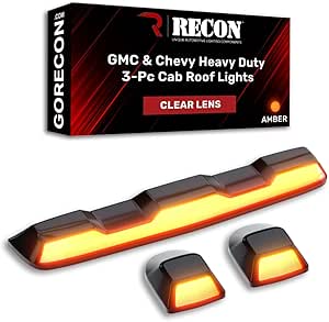 RECON Amber Cab Roof Lights For 1999-2016 Ford Super Duty – 5-Piece Kit For Trucks WITHOUT Factory Lights